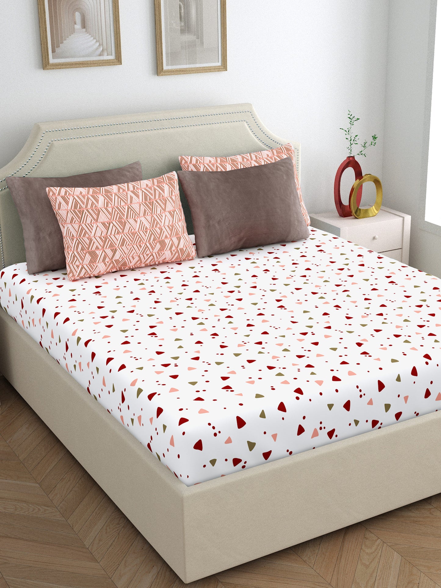 Home Ecstasy 100% Cotton Bedsheets | 140 TC | Peach