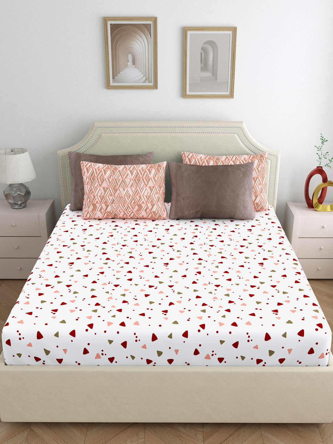 Home Ecstasy 100% Cotton 140TC Double Premium Bedsheets with 4 Pillow Covers