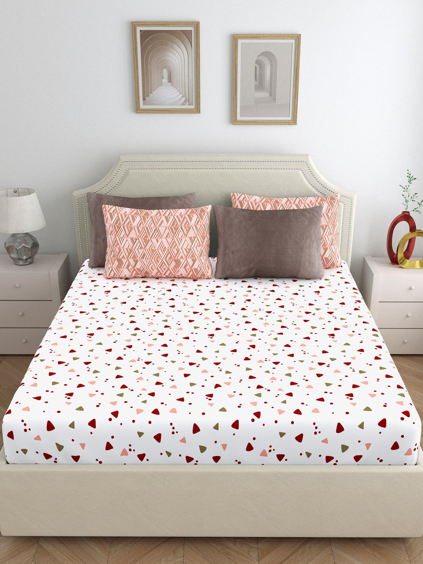 Home Ecstasy 100% Cotton Bedsheets | 140 TC | Peach