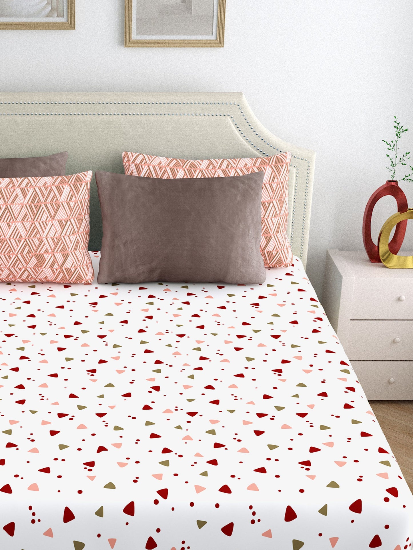 Home Ecstasy 100% Cotton Bedsheets | 140 TC | Peach
