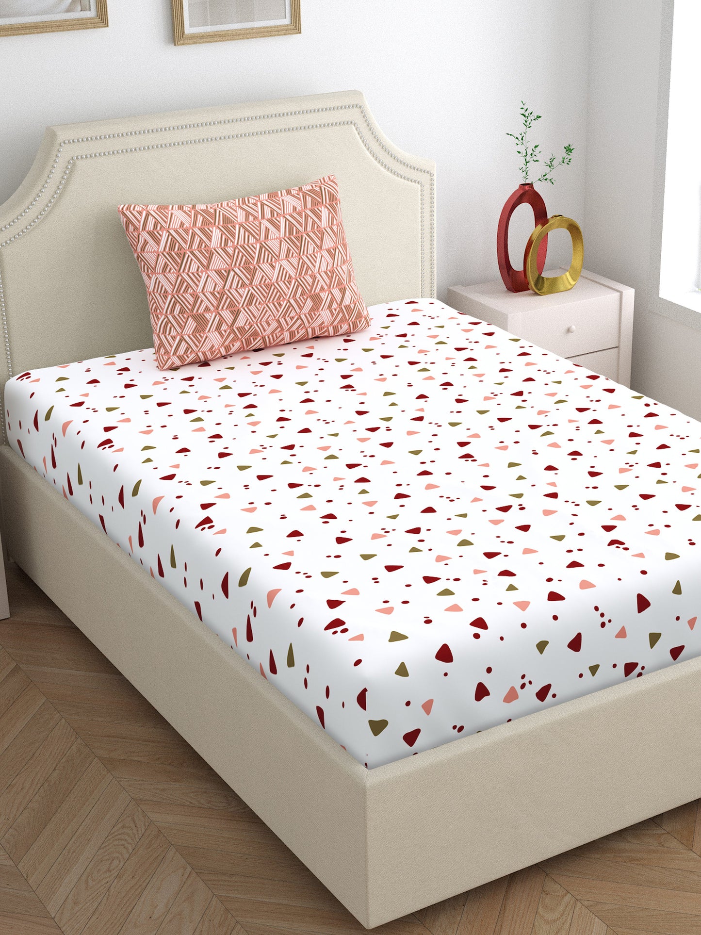 Home Ecstasy 100% Cotton Bedsheets | 140 TC | Peach