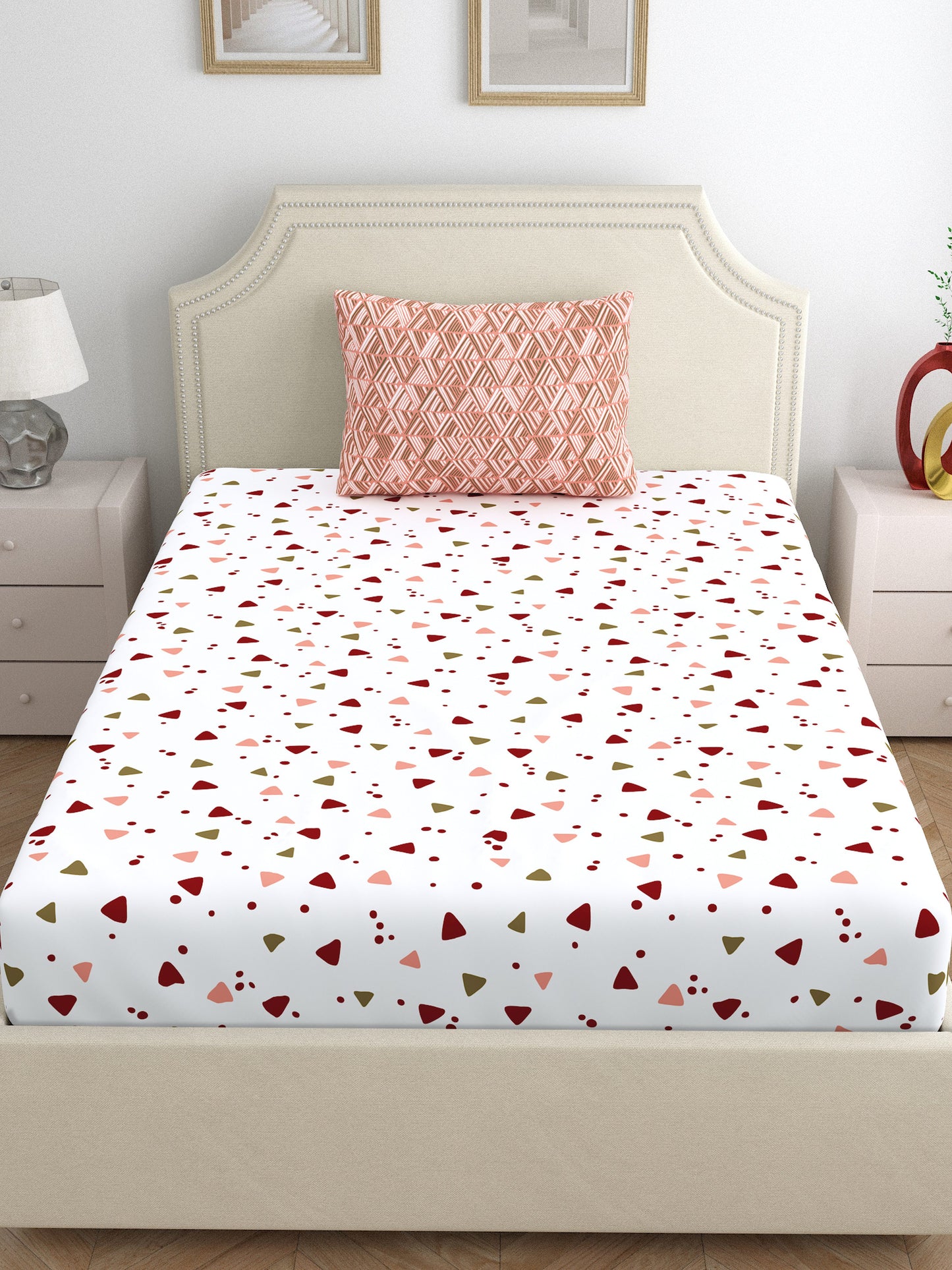 Home Ecstasy 100% Cotton Bedsheets | 140 TC | Peach