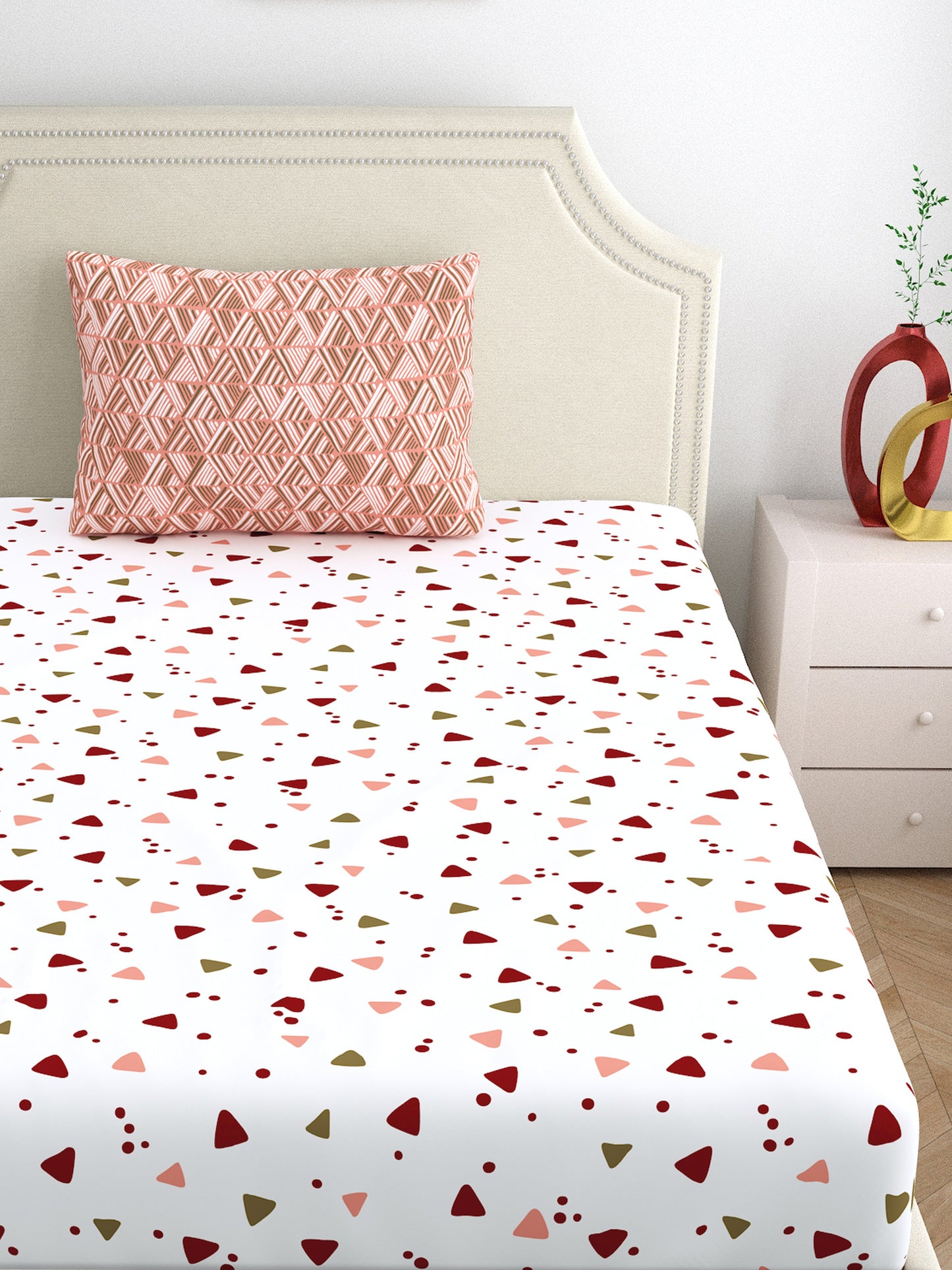 Home Ecstasy 100% Cotton Bedsheets | 140 TC | Peach