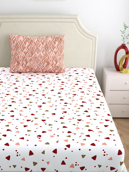 Home Ecstasy 100% Cotton Bedsheets | 140 TC | Peach
