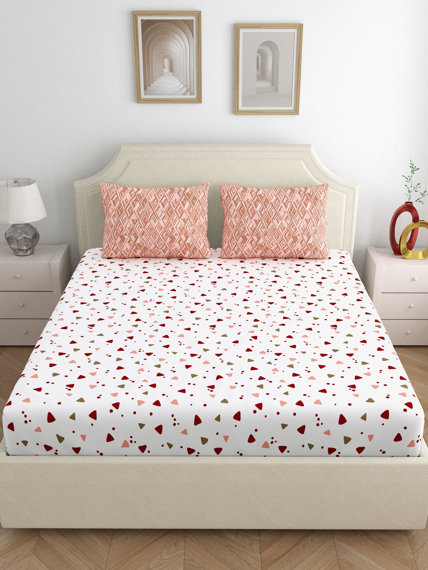 Home Ecstasy 100% Cotton Bedsheets | 140 TC | Peach