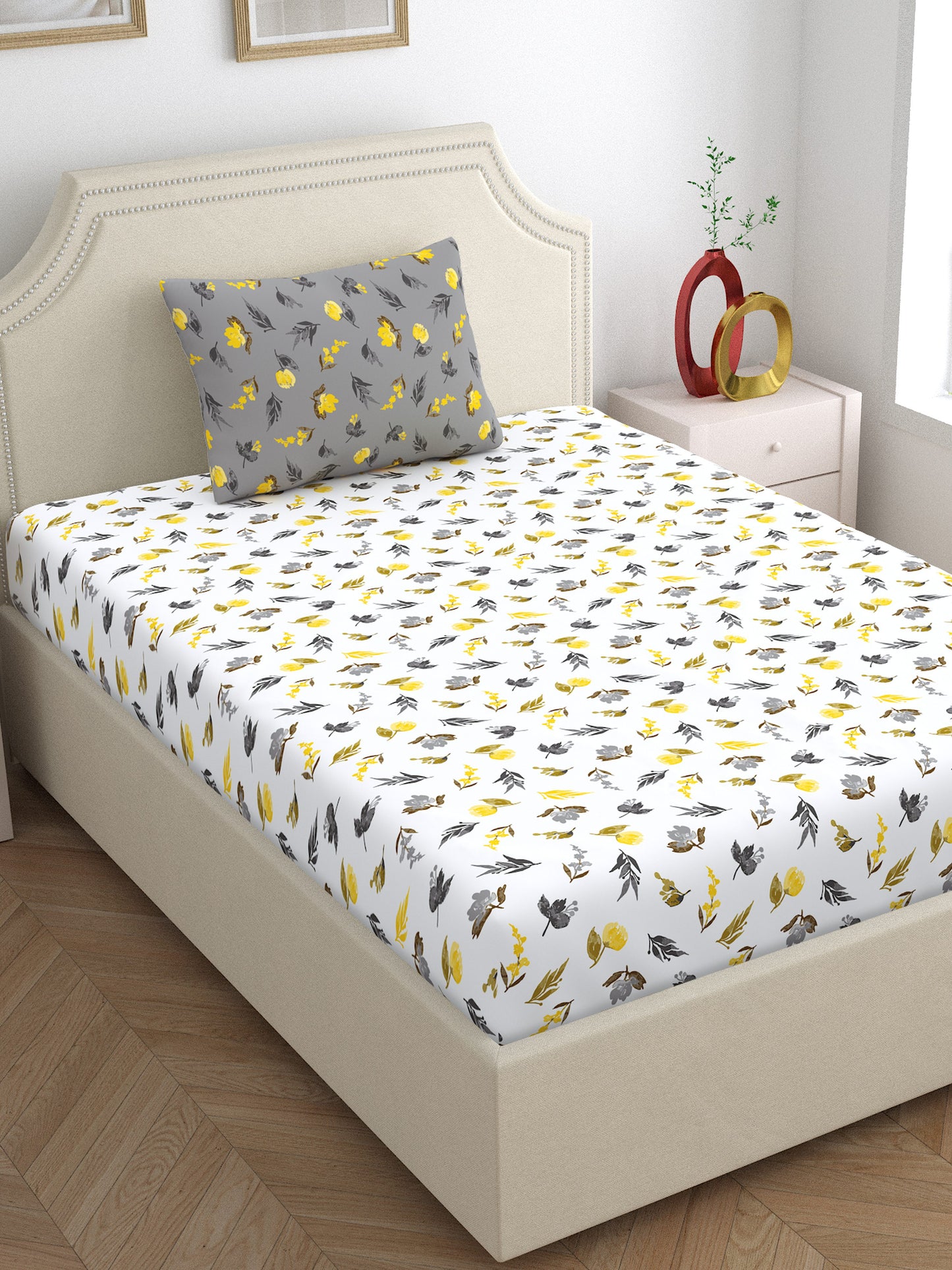 Home Ecstasy 100% Cotton Bedsheets | 140 TC | Grey