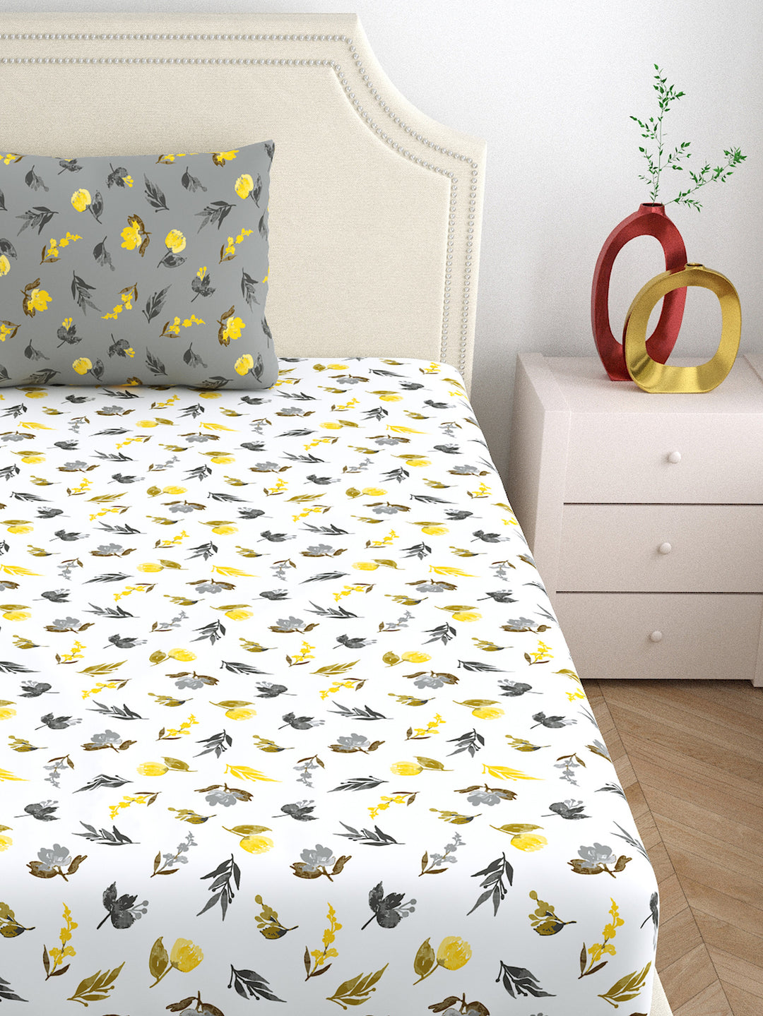 Home Ecstasy 100% Cotton Bedsheets | 140 TC | Grey