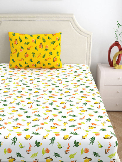 Home Ecstasy 100% Cotton Bedsheets | 140 TC | Yellow