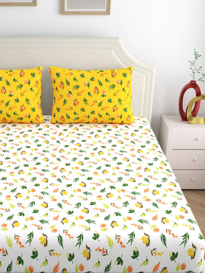 Home Ecstasy 100% Cotton Bedsheets | 140 TC | Yellow