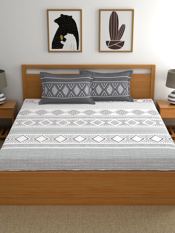 Home Ecstasy 100% Cotton Geometric Bedsheet Set