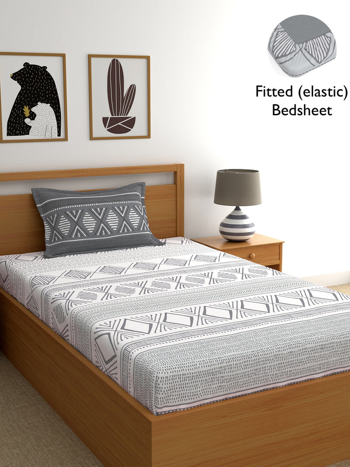 Home Ecstasy 100% Cotton Geometric Bedsheet Set