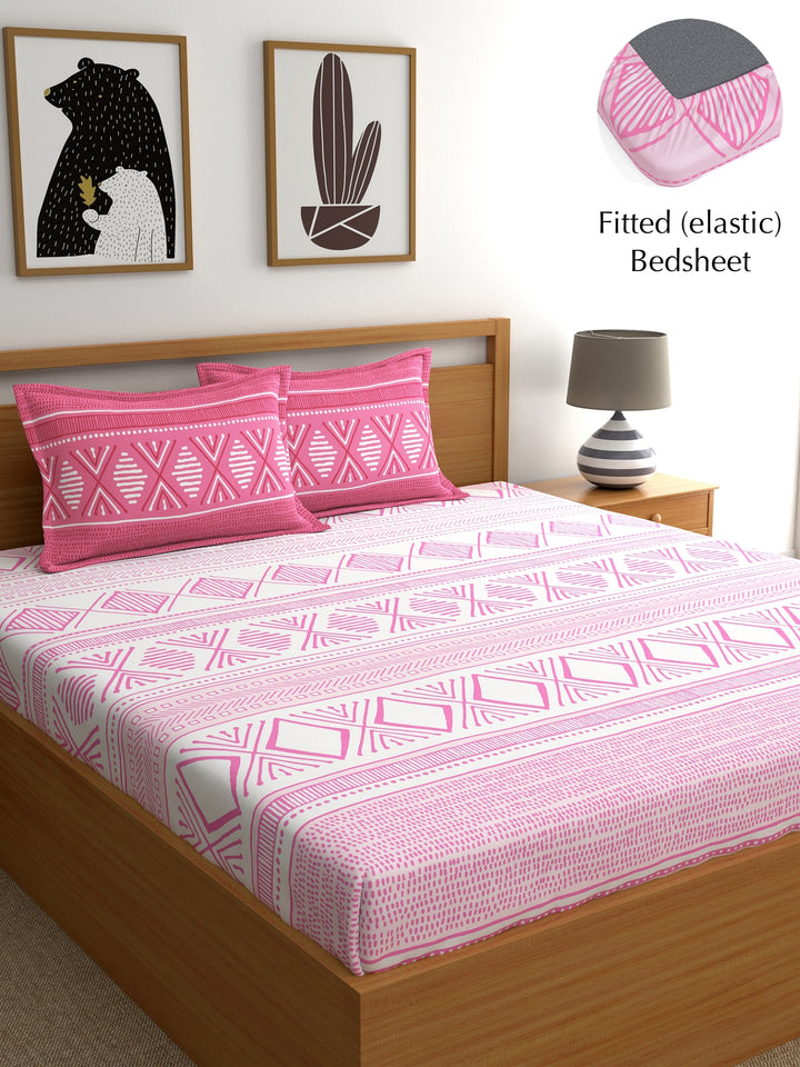 Home Ecstasy 100% Cotton Geometric Bedsheet Set