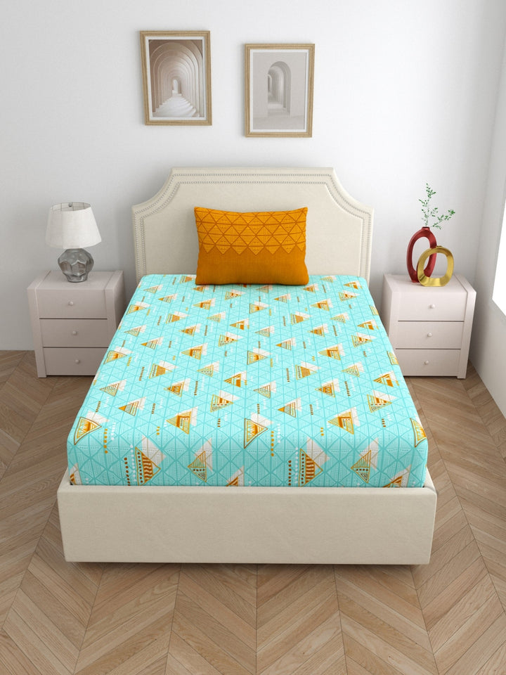 Home Ecstasy 100% Cotton Bedsheets | 140 TC | Sea Green