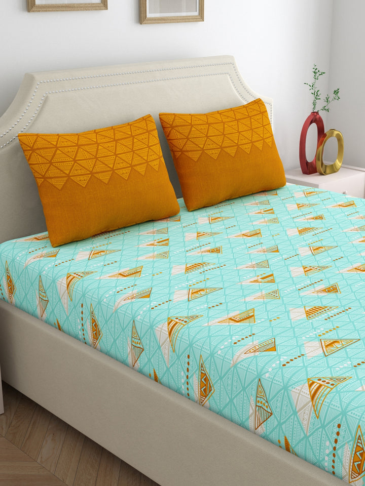 Home Ecstasy 100% Cotton Bedsheets | 140 TC | Sea Green