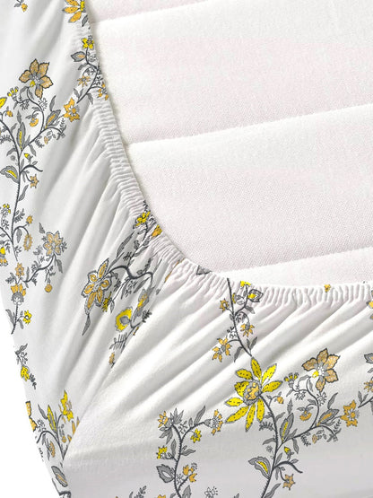 Home Ecstasy 100% Cotton Floral Bedsheets | 140 TC | Grey