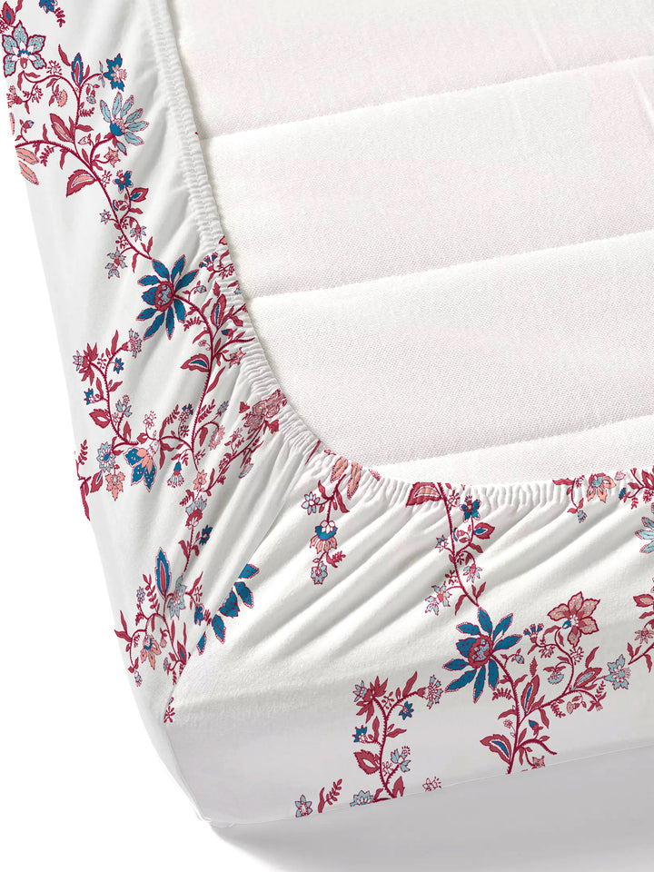 Home Ecstasy 100% Cotton Floral Bedsheets | 140 TC | Peach