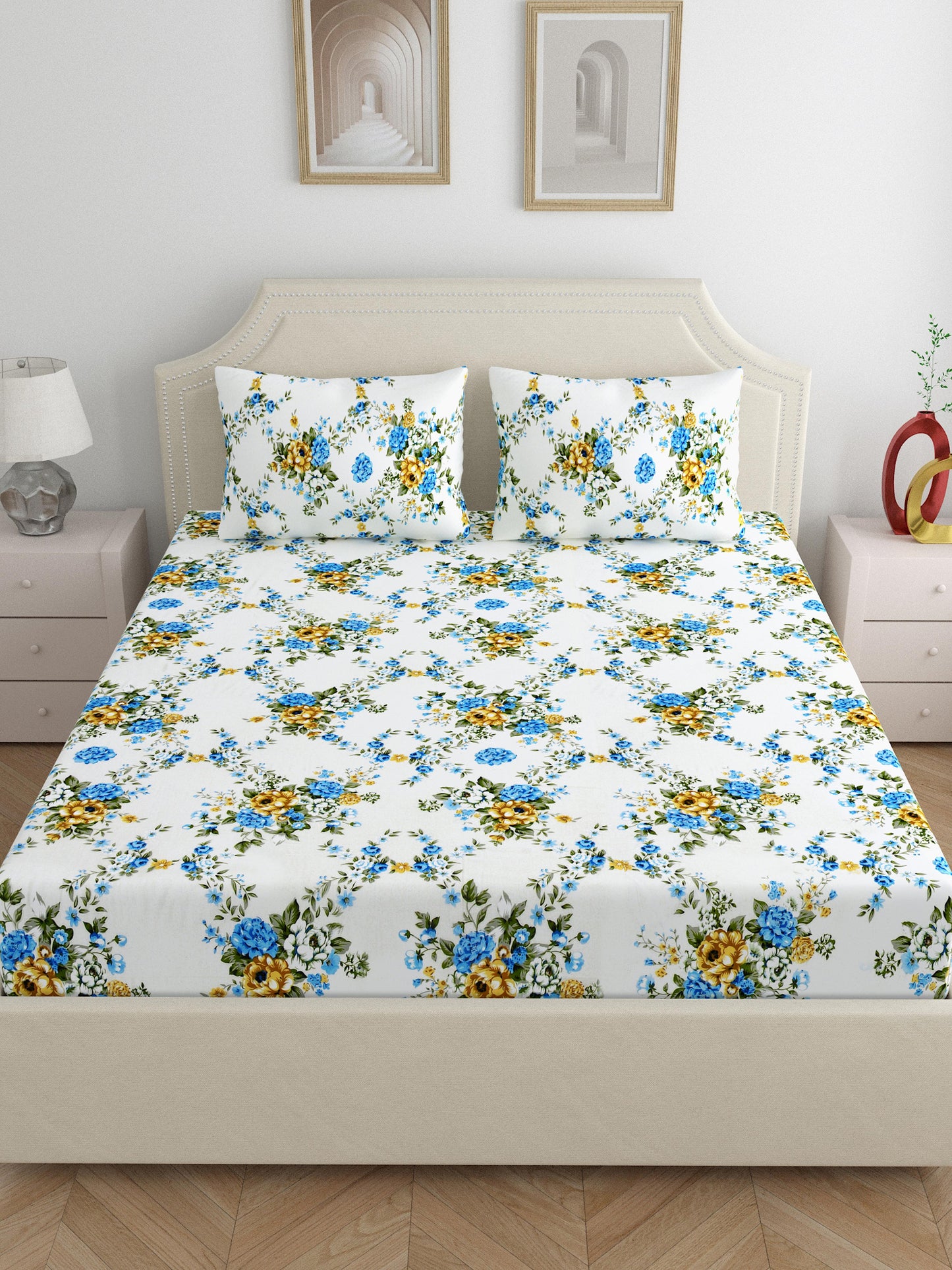 Dreamscape 100% Cotton Bedsheets | 140 TC | Blue