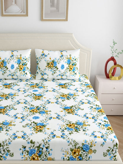 Dreamscape 100% Cotton Bedsheets | 140 TC | Blue