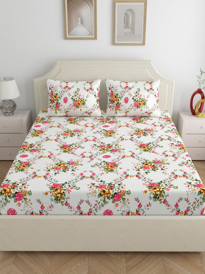 Dreamscape 100% Cotton Bedsheets | 140 TC | Pink