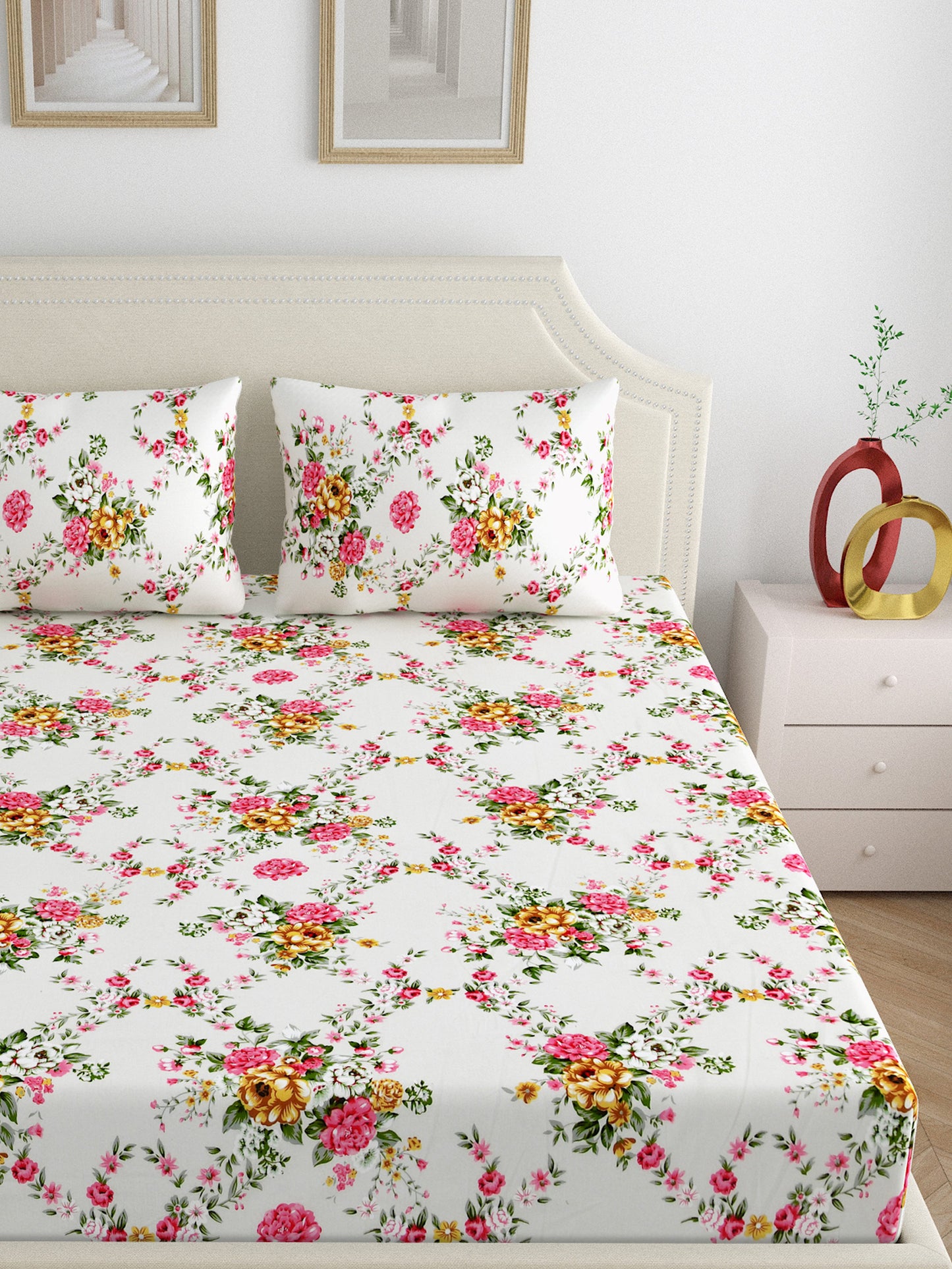 Dreamscape 100% Cotton Bedsheets | 140 TC | Pink