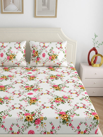 Dreamscape 100% Cotton Bedsheets | 140 TC | Pink