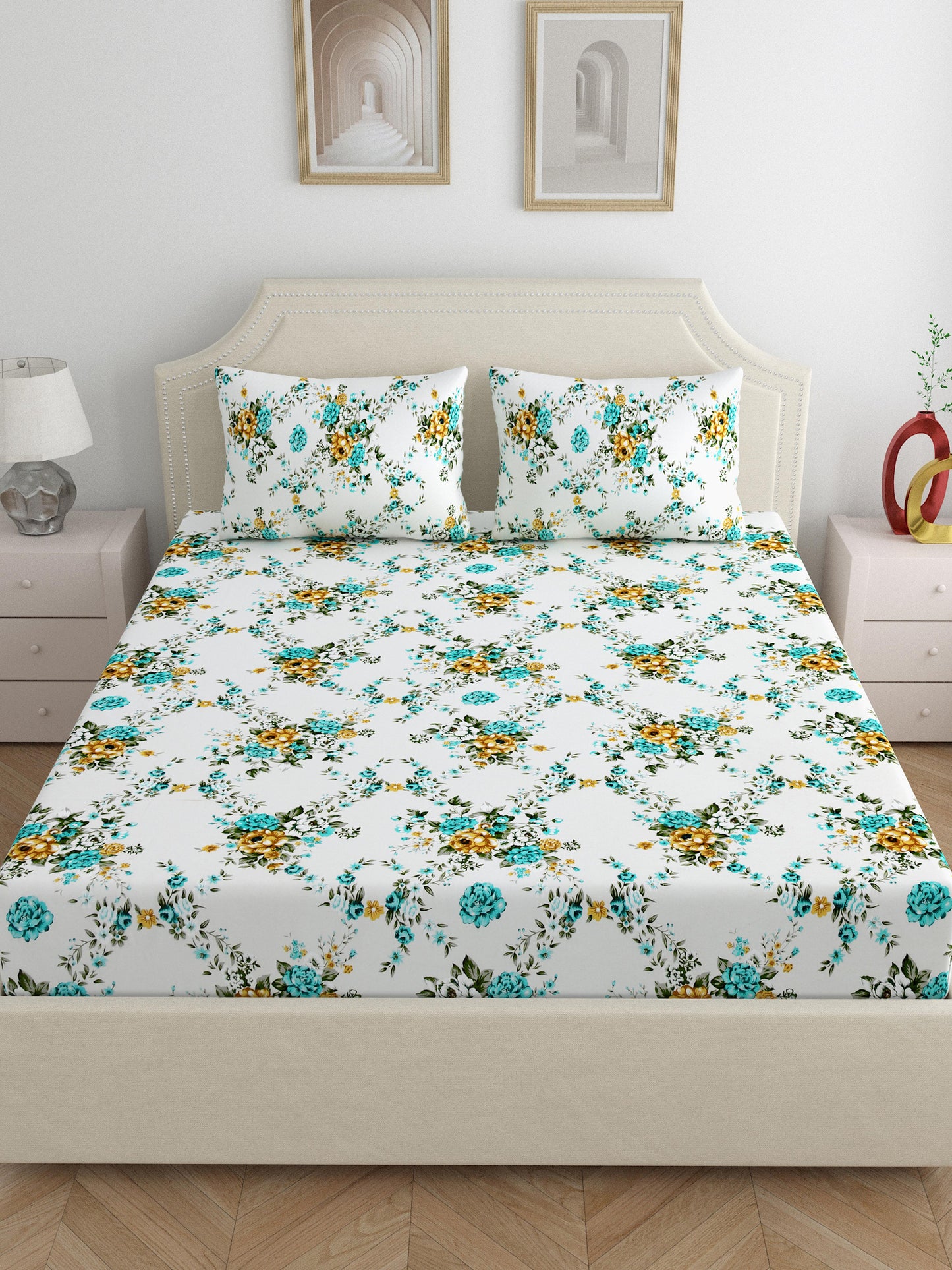 Dreamscape 100% Cotton Bedsheets | 140 TC | Teal
