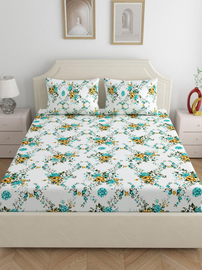 Dreamscape 100% Cotton Bedsheets | 140 TC | Teal
