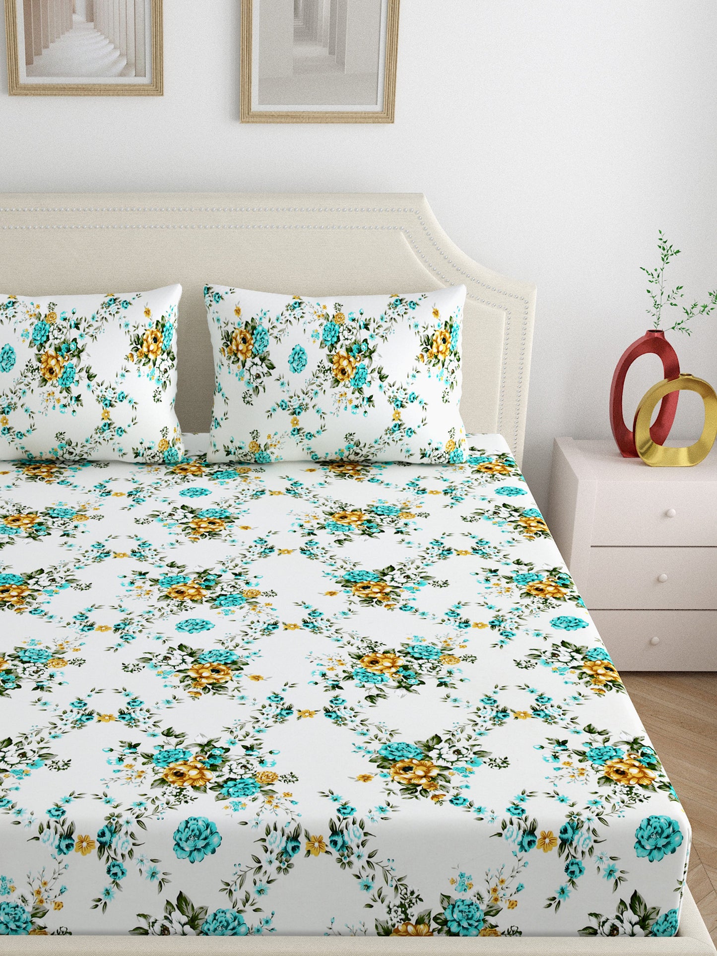 Dreamscape 100% Cotton Bedsheets | 140 TC | Teal