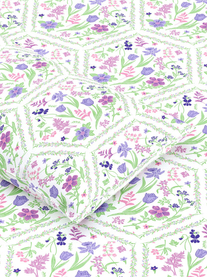 Dreamscape 100% Cotton Floral Bedsheet Set | 140 TC | Purple