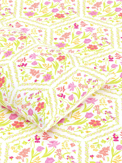 Dreamscape 100% Cotton Floral Bedsheet Set | 140 TC | Pink