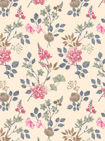 Dreamscape 100% Cotton 140 TC Floral Bedsheet Set - Colour: Pink