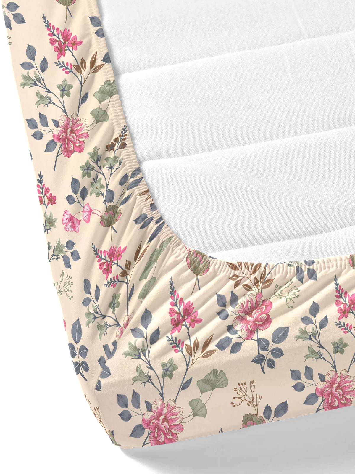 Dreamscape 100% Cotton 140 TC Floral Bedsheet Set - Colour: Pink