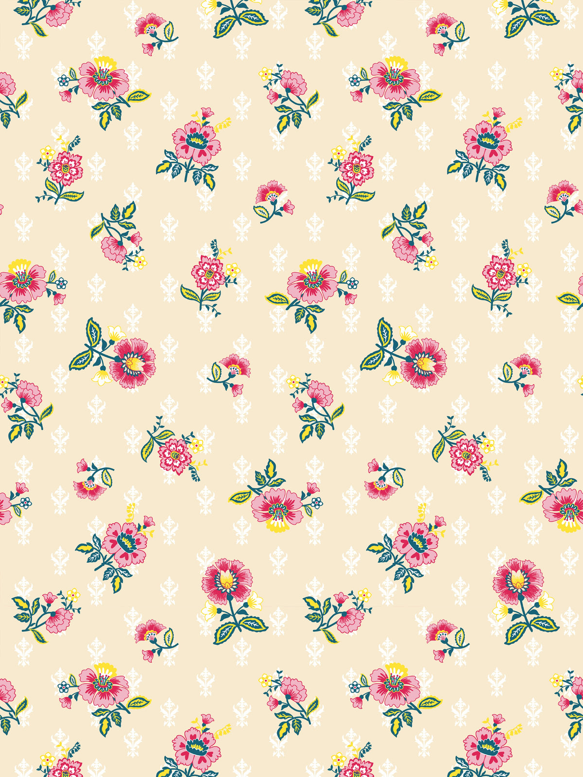 Dreamscape 100% Cotton 140 TC Floral Bedsheet Set - Colour: Beige