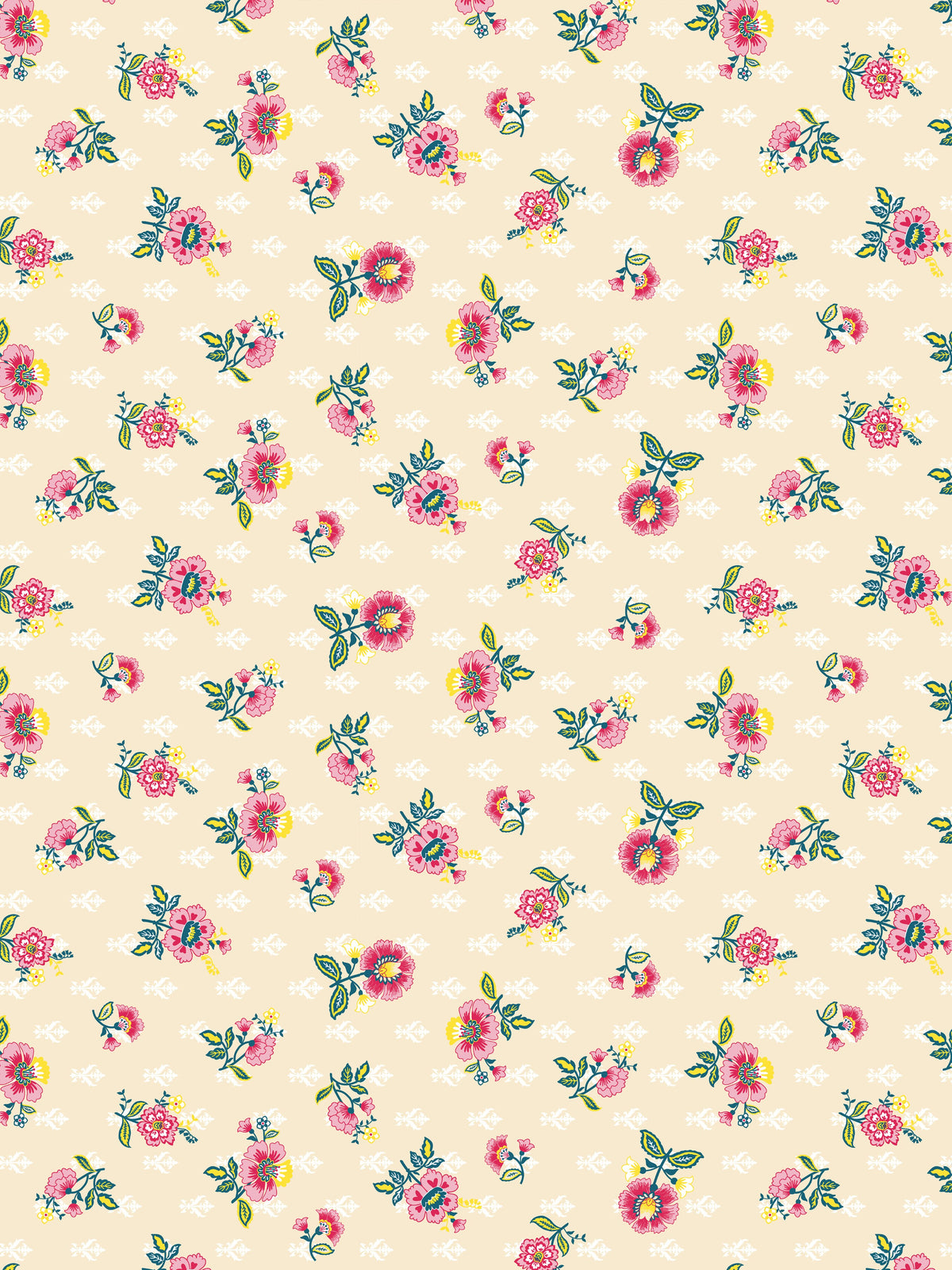 Dreamscape 100% Cotton 140 TC Floral Bedsheet Set - Colour: Beige
