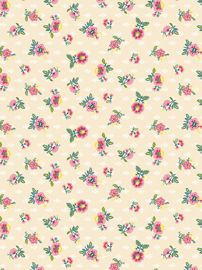 Dreamscape 100% Cotton 140 TC Floral Bedsheet Set - Colour: Beige