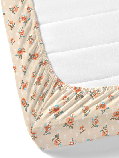 Dreamscape 100% Cotton 140 TC Floral Bedsheet Set - Colour: Pink