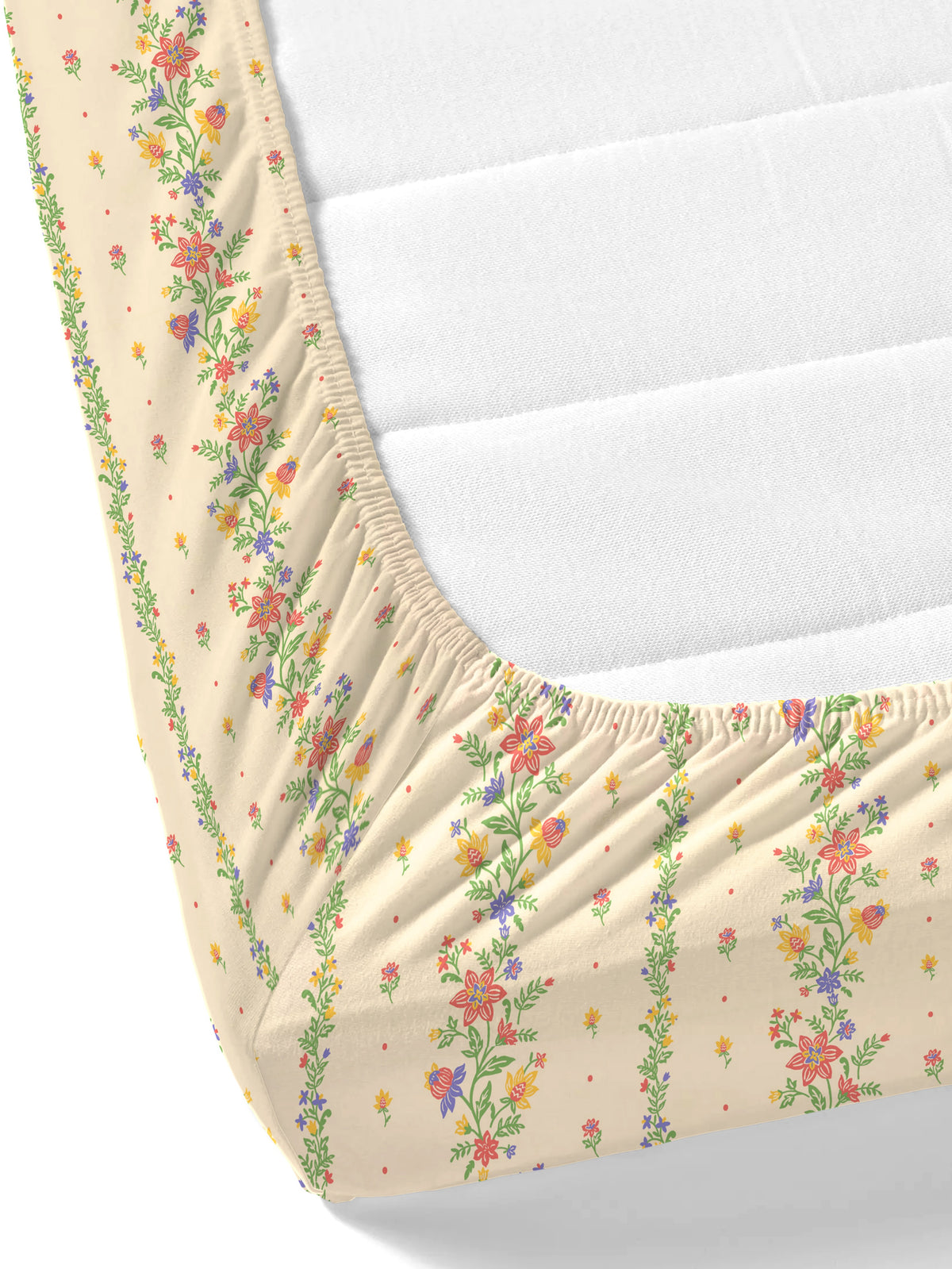 Dreamscape 100% Cotton 140 TC Floral Bedsheet Set - Colour: Beige