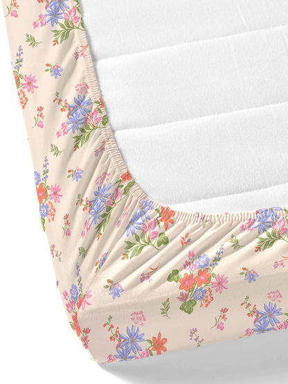 Dreamscape 100% Cotton 140 TC Floral Bedsheet Set - Colour: Pink