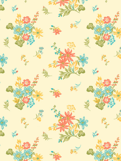 Dreamscape 100% Cotton 140 TC Floral Bedsheet Set - Colour: Cream