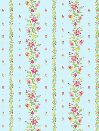 Dreamscape 100% Cotton 140 TC Floral Bedsheet Set - Colour: Light Blue