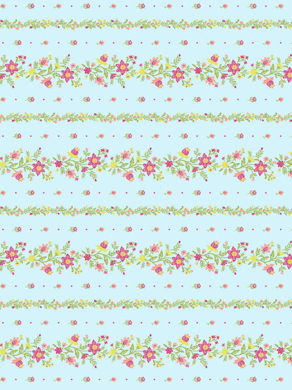 Dreamscape 100% Cotton 140 TC Floral Bedsheet Set - Colour: Light Blue