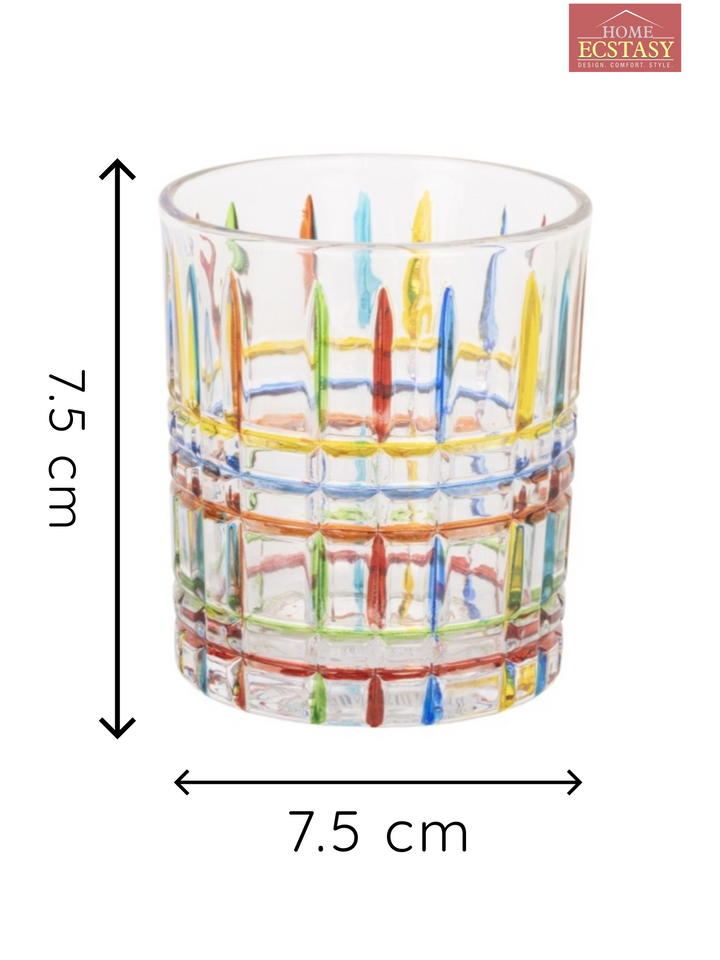 Home Ecstasy Premium Printed Glasses | Perfect for Home | 330 ml | Prism Stripes | Pack of 6