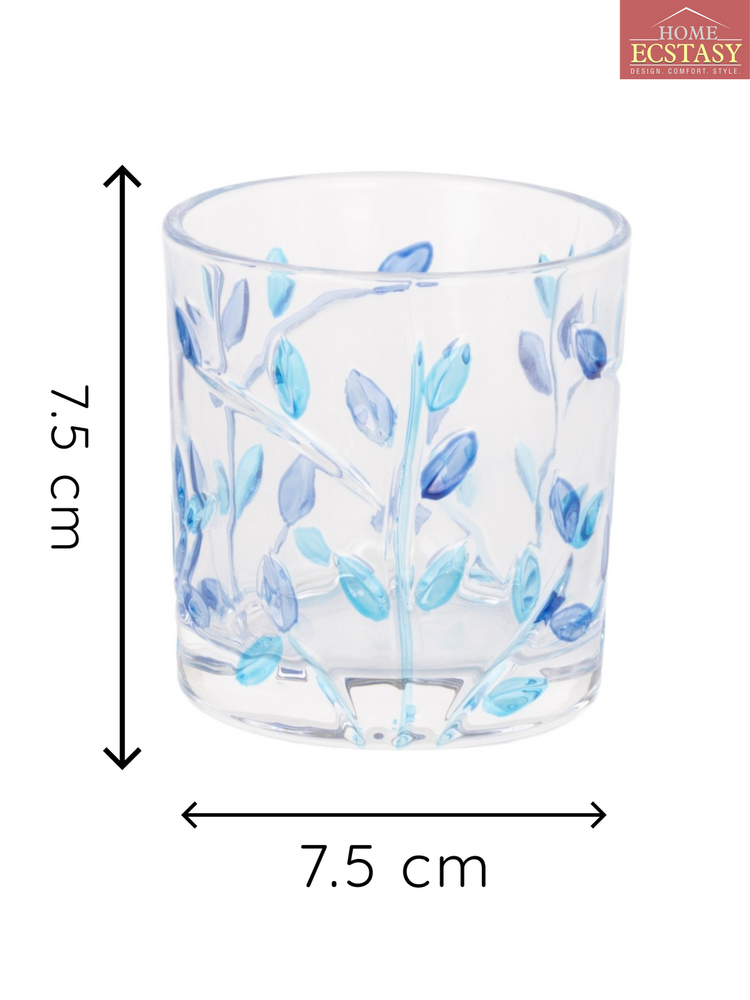 Home Ecstasy Premium Printed Glasses | Perfect for Home | 330 ml | Blue Wilow | Pack of 6