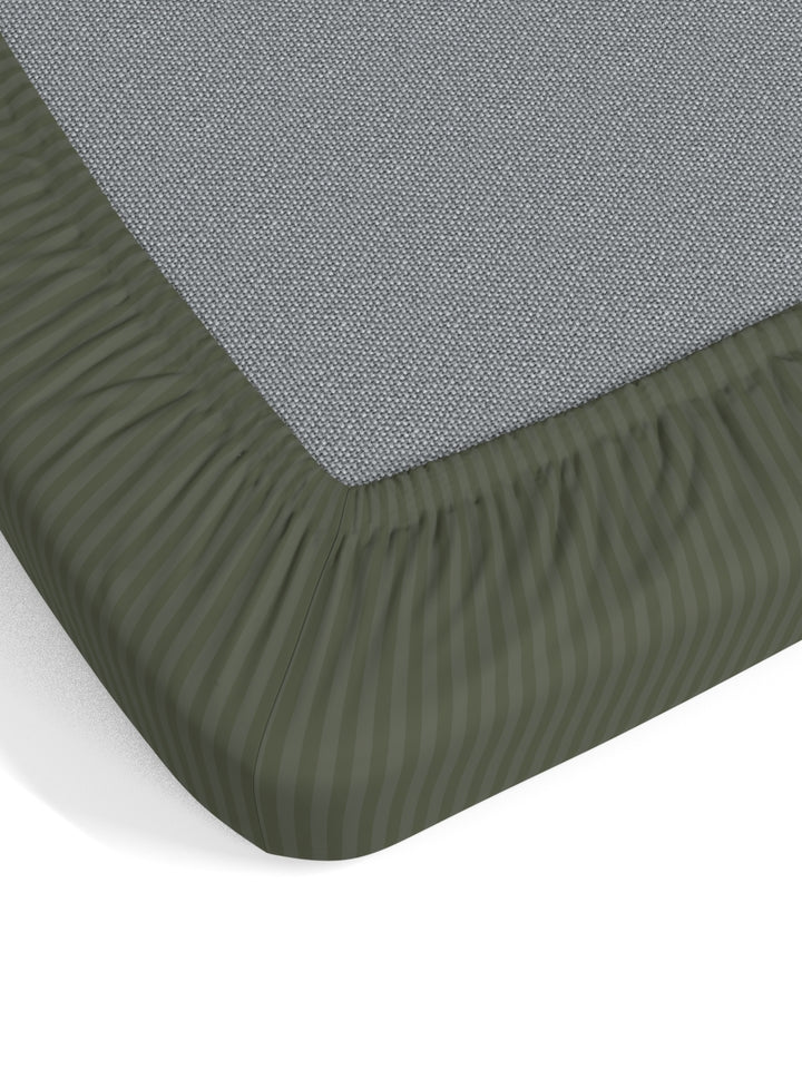 Dreamscape 100% Cotton Stripe Bedsheet Set | 300 TC | Dark Grey
