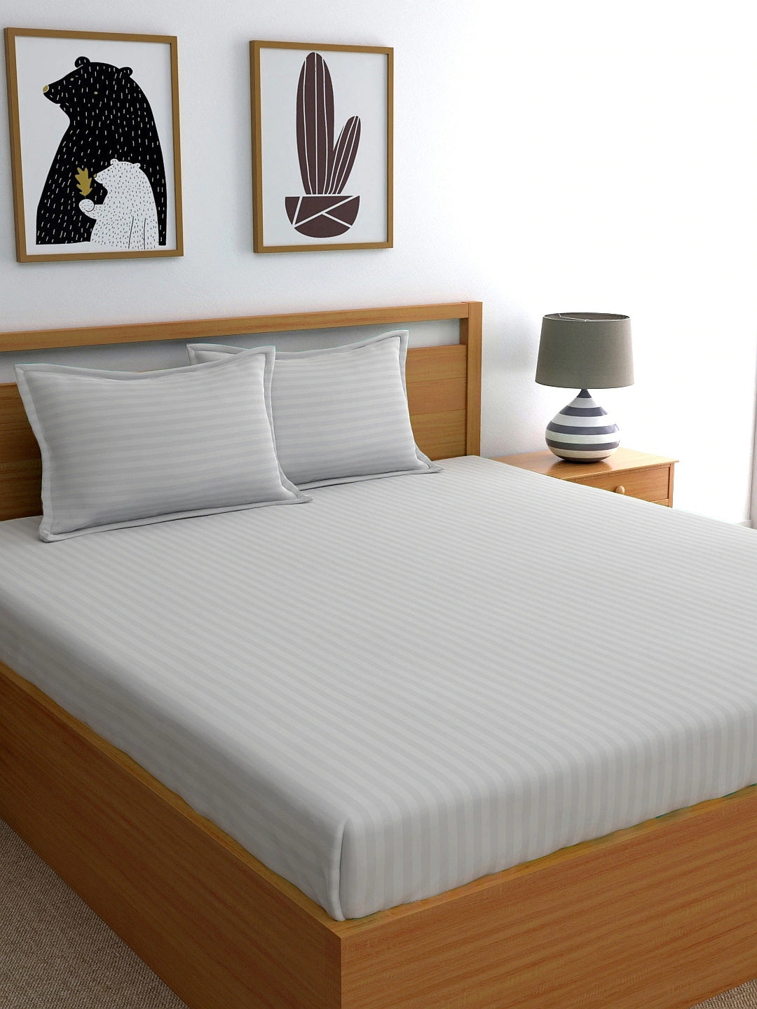 Dreamscape 100% Cotton 300TC Stripe Bedsheet Set