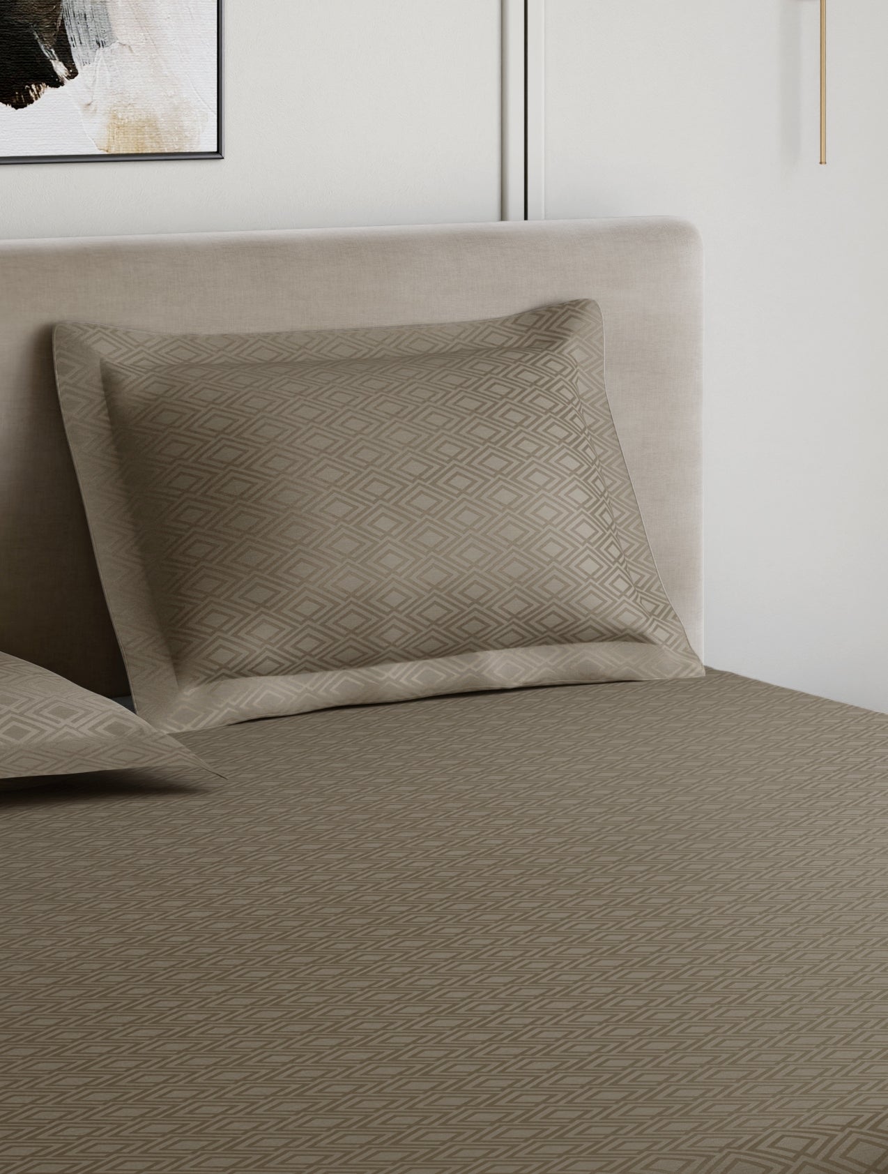 Home Ecstasy 100% Cotton 300 TC Jacquard Bedsheet Set - Truffle Brown