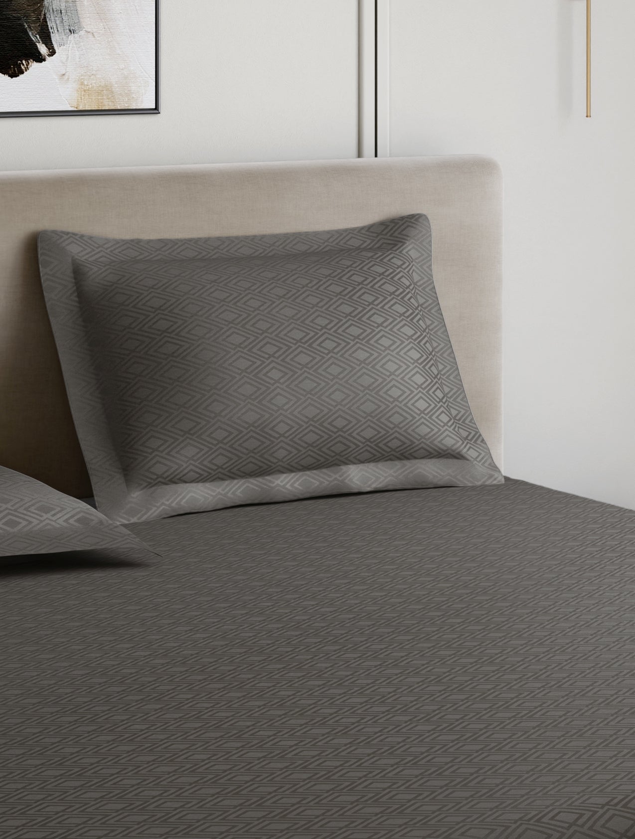 Home Ecstasy 100% Cotton 300 TC Jacquard Bedsheet Set - Dove Grey