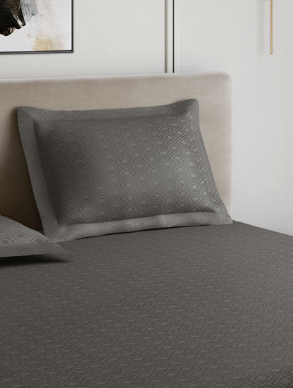 Home Ecstasy 100% Cotton 300 TC Jacquard Bedsheet Set - Dove Grey