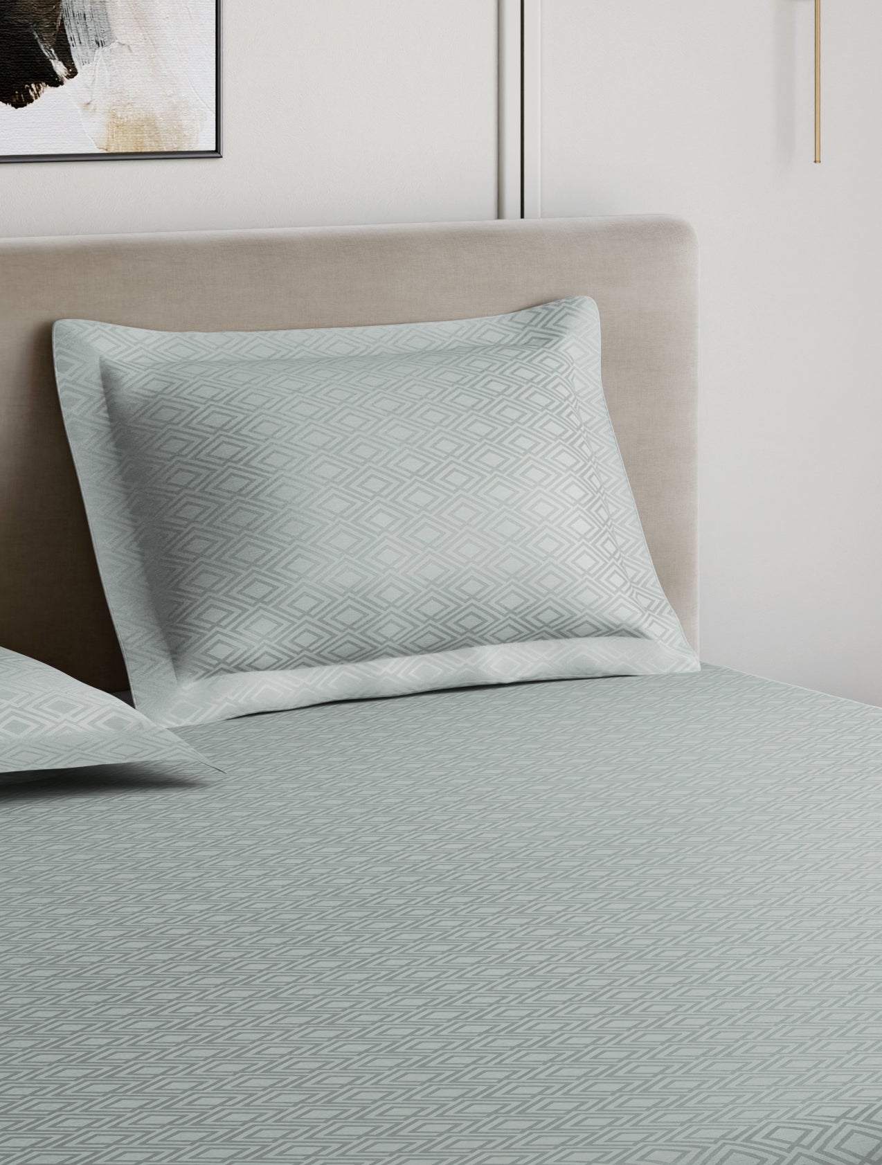 Home Ecstasy 100% Cotton 300 TC Jacquard Bedsheet Set - Glacial Blue