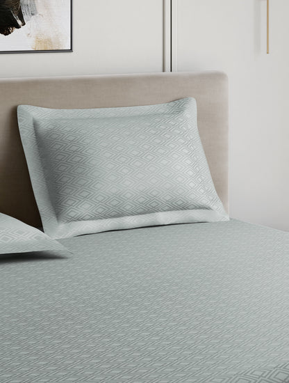 Home Ecstasy 100% Cotton 300 TC Jacquard Bedsheet Set - Glacial Blue